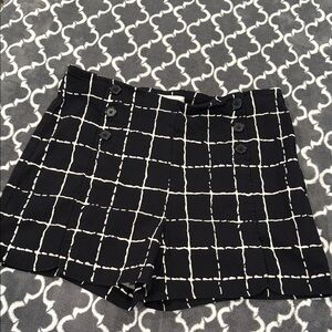 Cato Black and White Grid High Waist Shorts